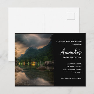 Abend Mountain Lake Foto Geburtstag Einladungspostkarte