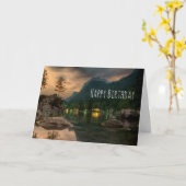 Abend Mountain Lake Foto Geburtstag Karte (Gelbe Blume)