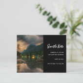 Abend Mountain Lake Foto Save the Date Einladungspostkarte (Stehend Vorderseite)