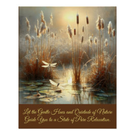 Abend Nature Sunset Sumpf Dragonfly Cane Art Poster