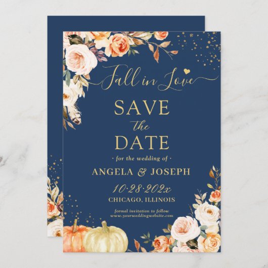 Abend Night Herbst in Liebe Herbstblumenhochzeit Save The Date (Vorne/Hinten)