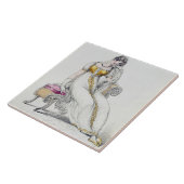 Abend- oder Hochzeitskleid, Modeplatte aus Fliese (Seite)