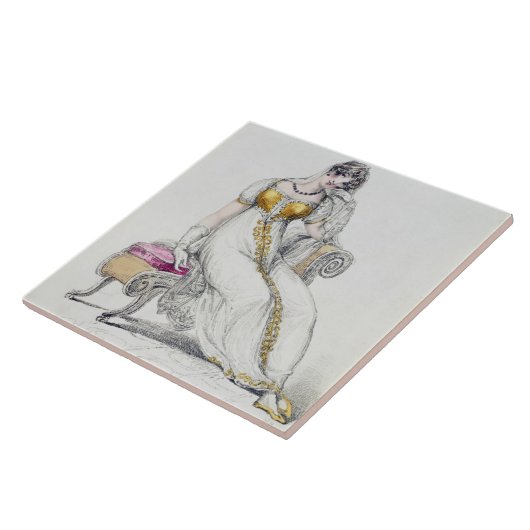 Abend- oder Hochzeitskleid, Modeplatte aus Fliese (Seite)