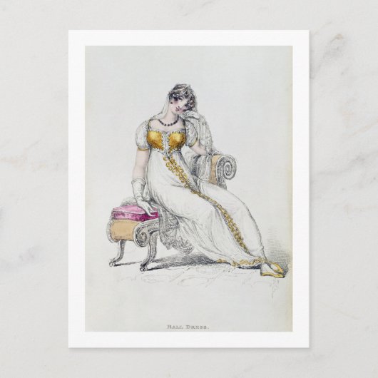 Abend- oder Hochzeitskleid, Modeplatte aus Postkarte (Vorderseite)
