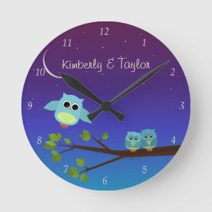 Abend Owls Wall Clock Runde Wanduhr
