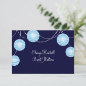 Abend Party Lanterns UAWG in Blau RSVP Karte (Stehend Vorderseite)