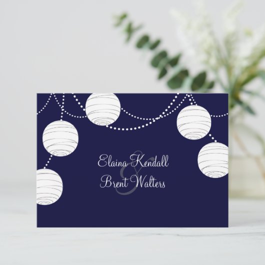 Abend Party Lanterns UAWG (Marine) RSVP Karte (Stehend Vorderseite)