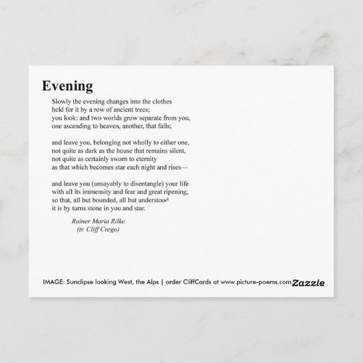 ABEND POSTKARTE (Rückseite)