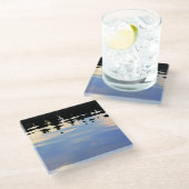 Abend-Reflexion auf dem Teich Glasuntersetzer (Schrägansicht)