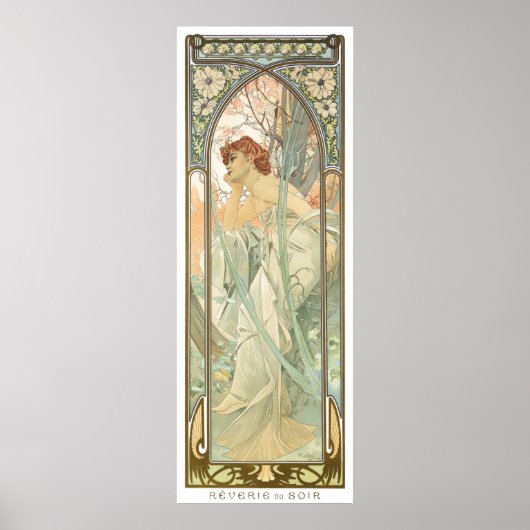 Abend Reverie Art Nouveau Poster Set 4/4 Mucha (Vorne)