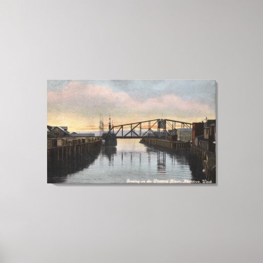 Abend Scene auf dem Wishkah River Leinwanddruck (Vorderseite)