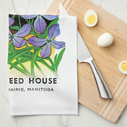 Abend-Scented Stocks Seed Packet Label Geschirrtuch (Viertel Falte)