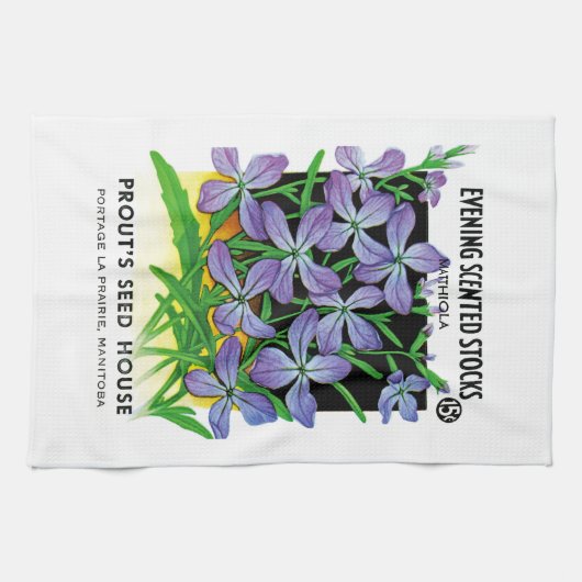 Abend-Scented Stocks Seed Packet Label Geschirrtuch (Horizontal)