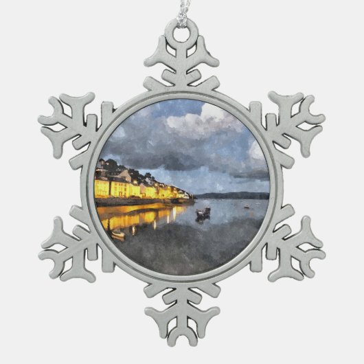 ABEND SCHNEEFLOCKEN Zinn-Ornament (Vorderseite)