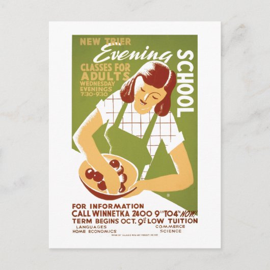Abend School: Klassen für Erwachsene Postkarte (Vorderseite)