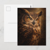 Abend-Sentinel | Eulen-Kunst | Postkarte (Vorne/Hinten)