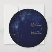 Abend Sky Astral Gold Stars Blue Round Wedding Einladung (Rückseite)