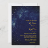 Abend Sky Astral Gold Stars Blue Wedding Einladung (Vorderseite)