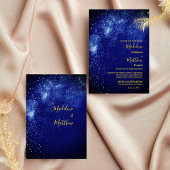 Abend Sky Astral Gold Stars Blue Wedding Einladung