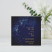 Abend Sky Astral Gold Stars Hochzeit auf dem Blue  Einladung (Stehend Vorderseite)