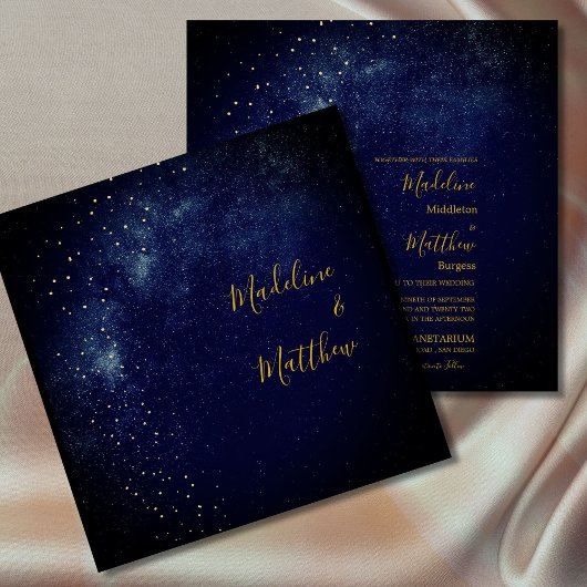 Abend Sky Astral Gold Stars Hochzeit auf dem Blue  Einladung
