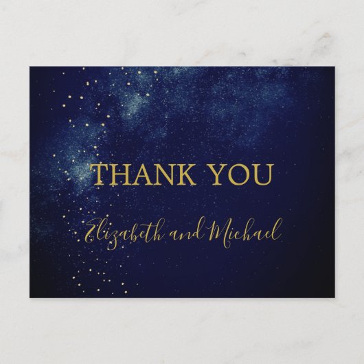 Abend Sky Astral Gold Stars Hochzeit Vielen Dank Postkarte (Vorderseite)