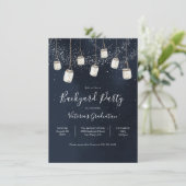 Abend Sky Candle Mason Jars Backyard Party Einladung (Stehend Vorderseite)