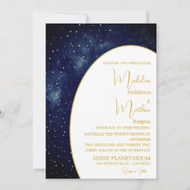 Abend Sky Gold Stars Blue Modern Wedding Einladung