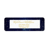 Abend Sky Gold Stars Blue Wedding Monogram (Vorne)