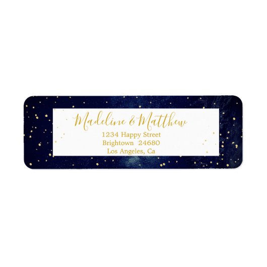 Abend Sky Gold Stars Blue Wedding Monogram (Vorne)