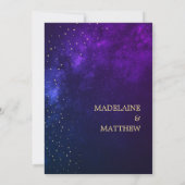 Abend Sky Gold Stars Lila Hochzeitsfeier Probe Einladung (Rückseite)