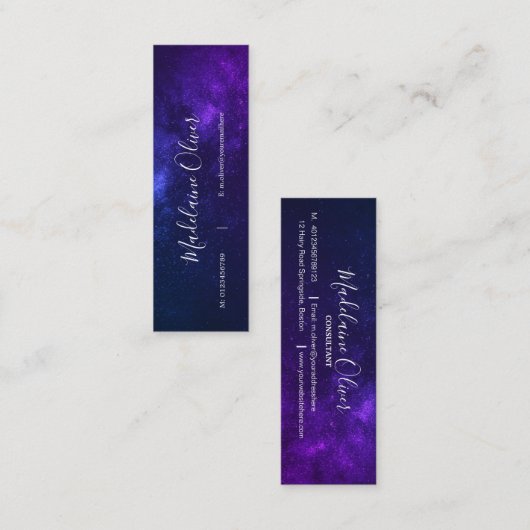 Abend Sky Lila Starry Elegante Mini Visitenkarte (Vorne/Hinten)