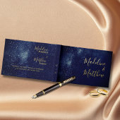 Abend Sky Moon Gold Stars Blue Wedding Gästebuch