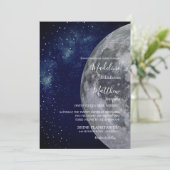 Abend Sky Moon Stars Blue Wedding Einladung (Stehend Vorderseite)