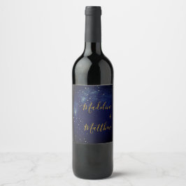 Abend Sky Stars Blue Personal Wedding Wine Label Weinetikett