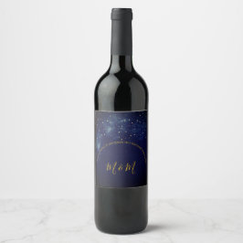 Abend Sky Stars Blue Personal Wedding Wine Label Weinetikett