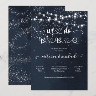 Abend Sky String of Lights Wir machen GRILLEN Einladung