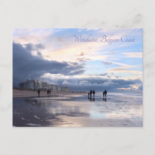 Abend Sky Wenduine Beach, Belgien Postkarte (Vorderseite)