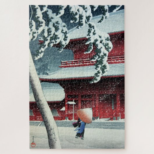 Abend Snow at Edo River Hasui Kawase Circa 1925 Puzzle (Vertikal)