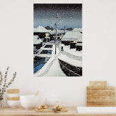 Abend Snow at Terajima Village Hasui Kawase Poster (Küche)