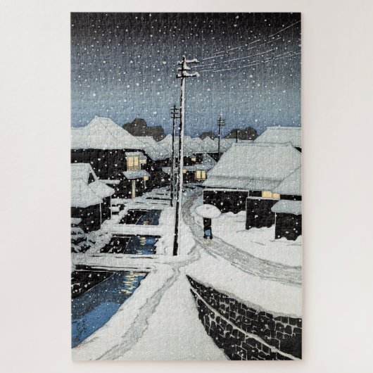 Abend Snow at Terajima Village Hasui Kawase Puzzle (Vertikal)