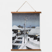 Abend Snow at Terajima Village Hasui Kawase Wandteppich Mit Holzrahmen (Vorderseite)