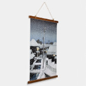 Abend Snow at Terajima Village Hasui Kawase Wandteppich Mit Holzrahmen (Gewinkelt)