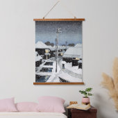 Abend Snow at Terajima Village Hasui Kawase Wandteppich Mit Holzrahmen (Schlafzimmer)