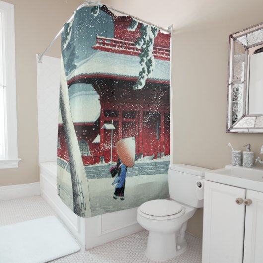 Abend Snow bei Edo River Hasui Kawase Duschvorhang (Beispiel)