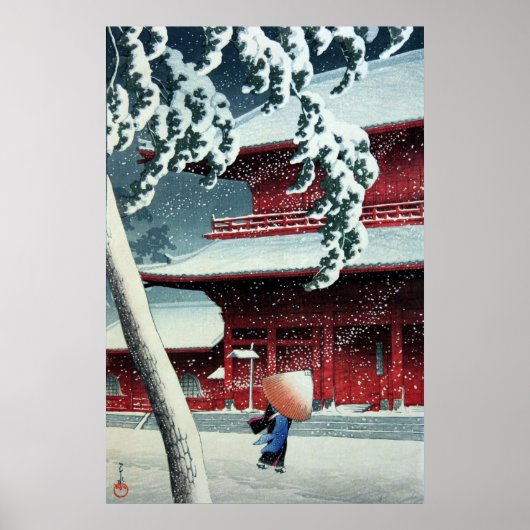 Abend Snow bei Edo River Hasui Kawase Poster (Vorne)