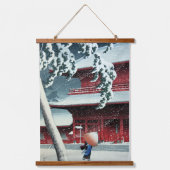 Abend Snow bei Edo River Hasui Kawase Wandteppich Mit Holzrahmen (Vorderseite)