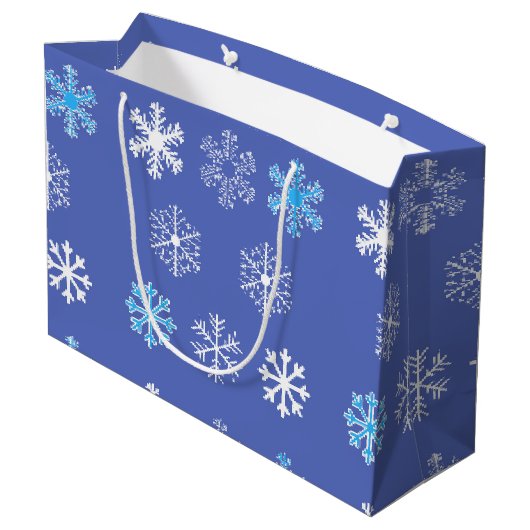 Abend Snowflake Große Geschenktasche Geschenktüte (Rückseite Schrägansicht)