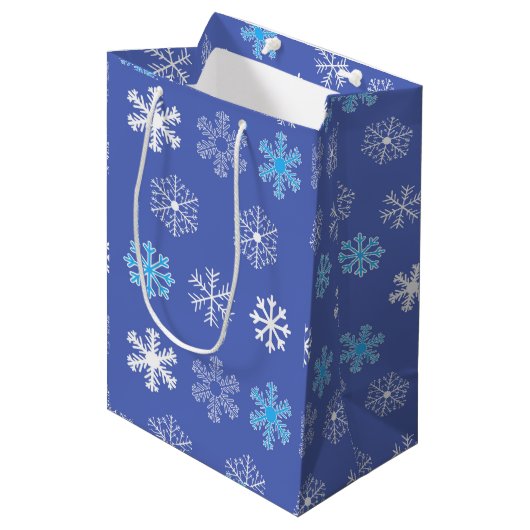 Abend Snowflake Mittlere Geschenktasche Geschenktüte (Vorderseite Schrägansicht)