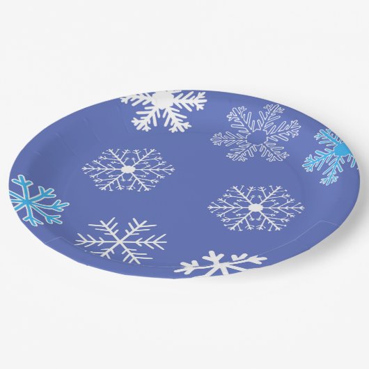 Abend Snowflakes Pappteller (Schrägansicht)